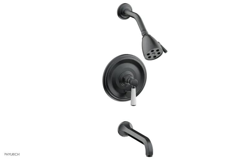 Phylrich HEX TRADITIONAL Pressure Balance Tub and Shower Set - Satin White Lever Handle by Phylrich