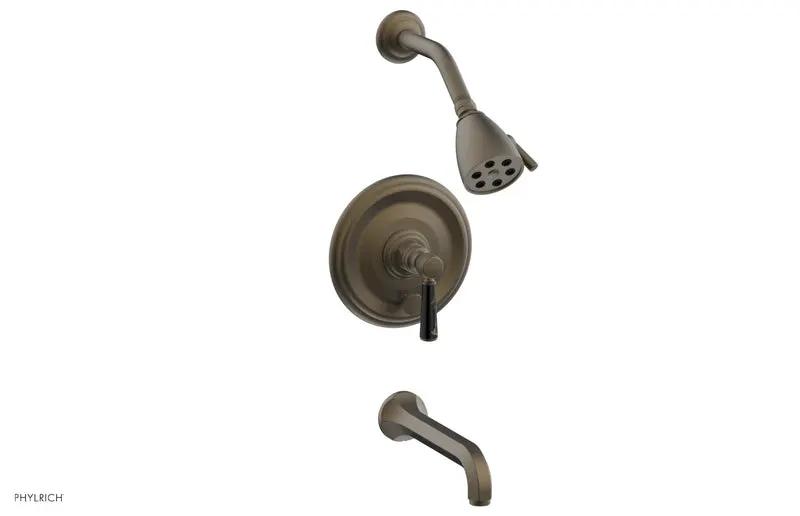 Phylrich HEX TRADITIONAL Pressure Balance Tub and Shower Set - Black Marble Lever Handle by Phylrich