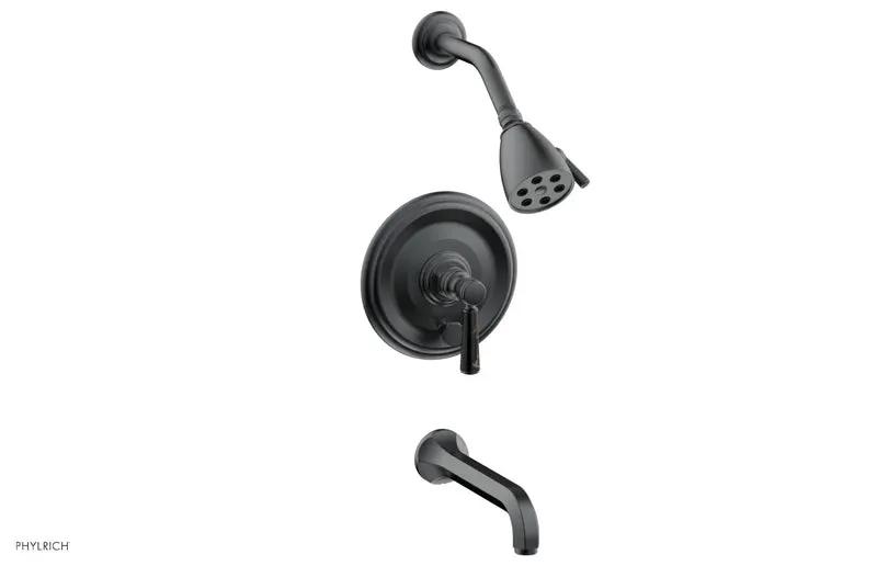 Phylrich HEX TRADITIONAL Pressure Balance Tub and Shower Set - Black Marble Lever Handle by Phylrich