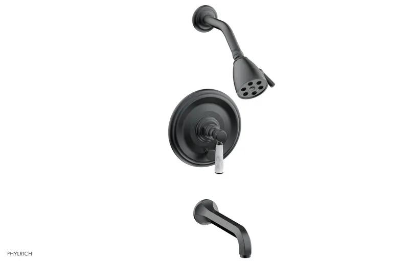 Phylrich HEX TRADITIONAL Pressure Balance Tub and Shower Set - White Marble Lever Handle by Phylrich