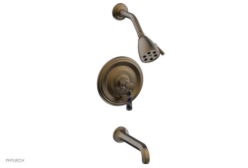 Phylrich HEX TRADITIONAL Pressure Balance Tub and Shower Set - Black Marble Lever Handle by Phylrich