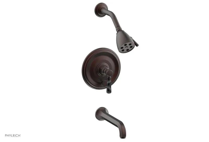 Phylrich HEX TRADITIONAL Pressure Balance Tub and Shower Set - Black Marble Lever Handle by Phylrich