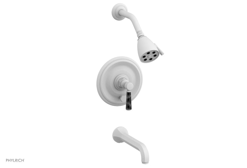 Phylrich HEX TRADITIONAL Pressure Balance Tub and Shower Set - Black Marble Lever Handle