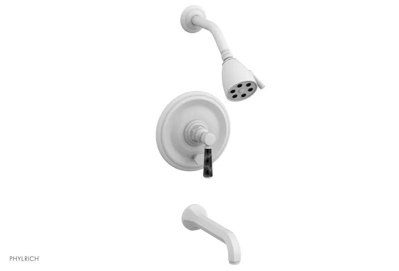 Phylrich HEX TRADITIONAL Pressure Balance Tub and Shower Set - Black Marble Lever Handle by Phylrich
