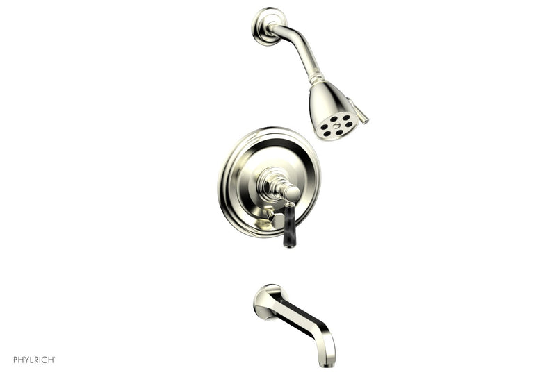 Phylrich HEX TRADITIONAL Pressure Balance Tub and Shower Set - Black Marble Lever Handle