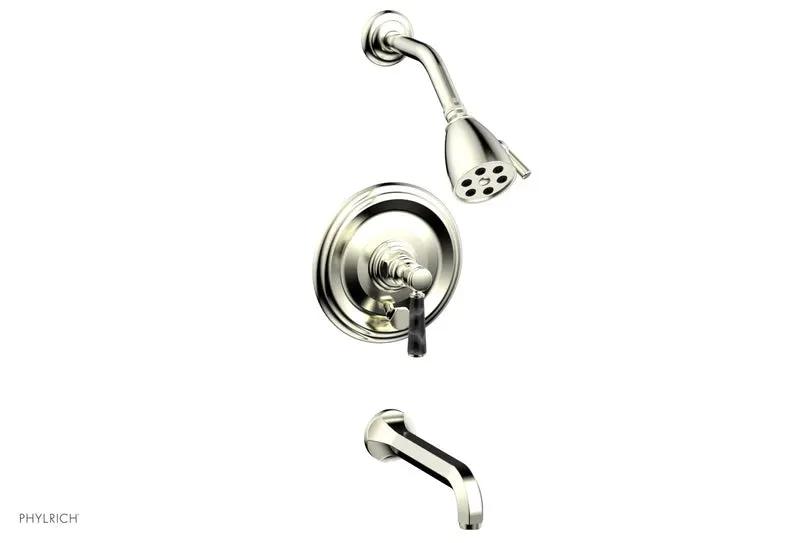 Phylrich HEX TRADITIONAL Pressure Balance Tub and Shower Set - Black Marble Lever Handle by Phylrich