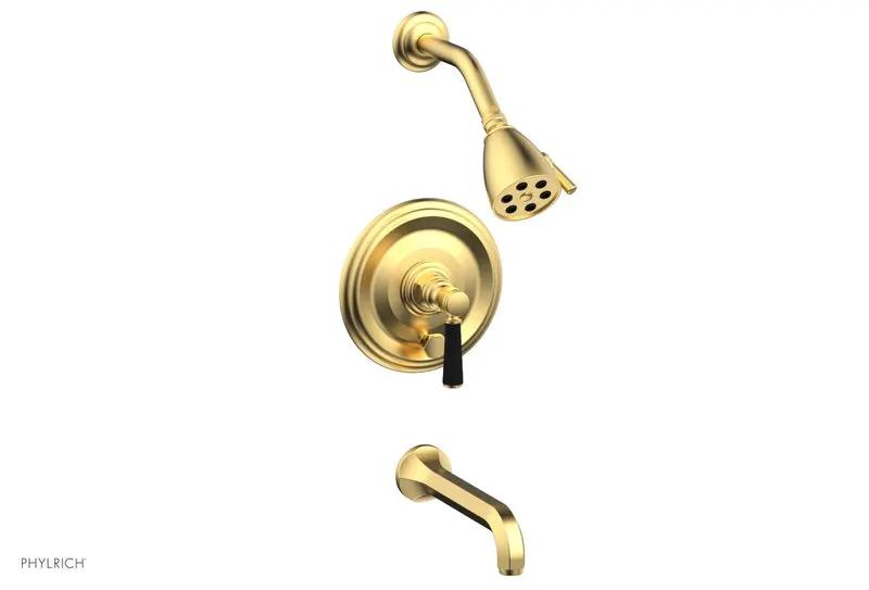 Phylrich HEX TRADITIONAL Pressure Balance Tub and Shower Set - Satin Black Lever Handle by Phylrich