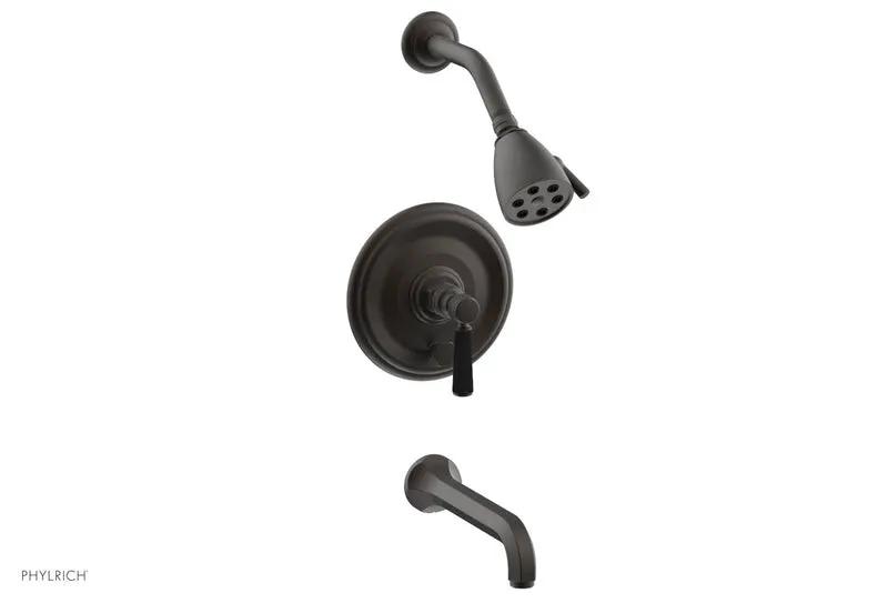 Phylrich HEX TRADITIONAL Pressure Balance Tub and Shower Set - Satin Black Lever Handle by Phylrich