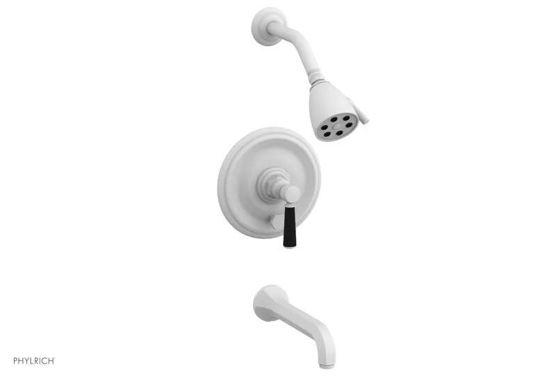 Phylrich HEX TRADITIONAL Pressure Balance Tub and Shower Set - Satin Black Lever Handle by Phylrich