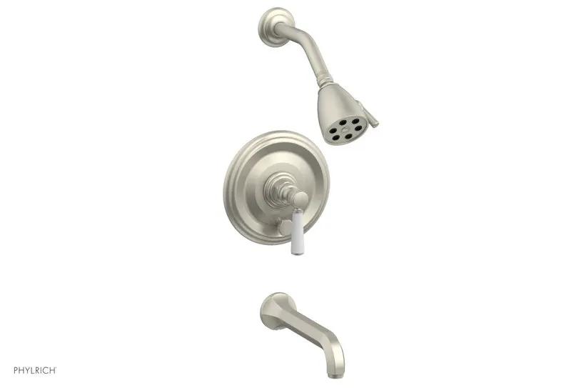 Phylrich HEX TRADITIONAL Pressure Balance Tub and Shower Set - Satin White Lever Handle by Phylrich