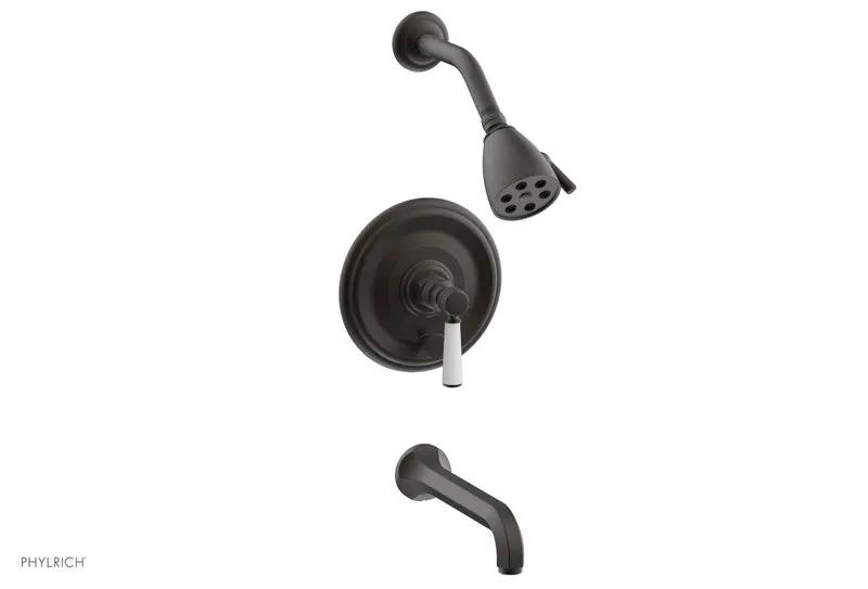 Phylrich HEX TRADITIONAL Pressure Balance Tub and Shower Set - Satin White Lever Handle by Phylrich