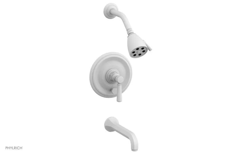 Phylrich HEX TRADITIONAL Pressure Balance Tub and Shower Set - Satin White Lever Handle by Phylrich