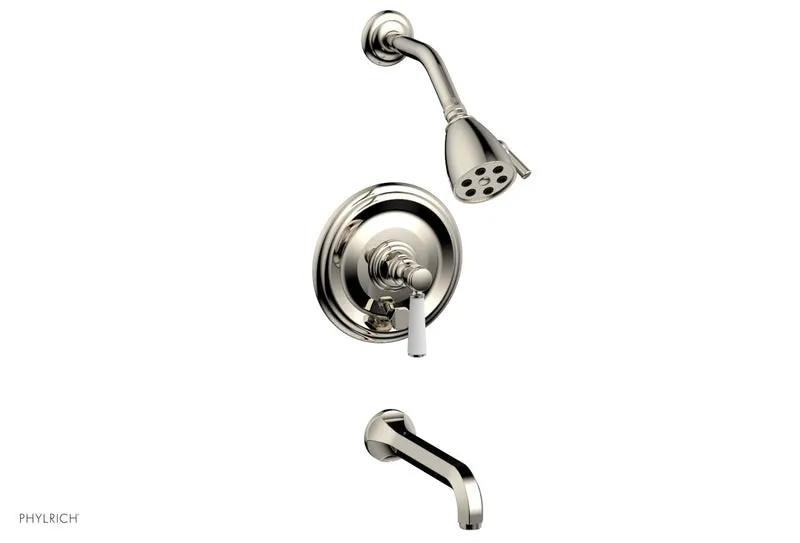 Phylrich HEX TRADITIONAL Pressure Balance Tub and Shower Set - Satin White Lever Handle by Phylrich