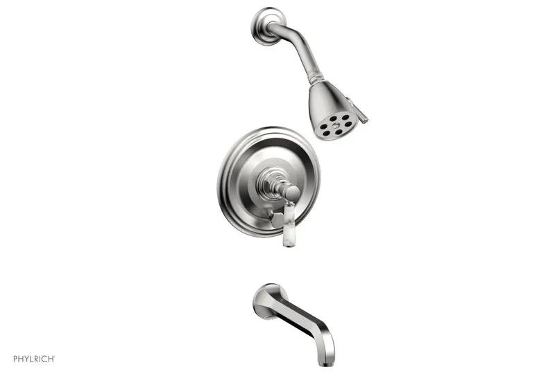 Phylrich HEX TRADITIONAL Pressure Balance Tub and Shower Set - White Marble Lever Handle by Phylrich