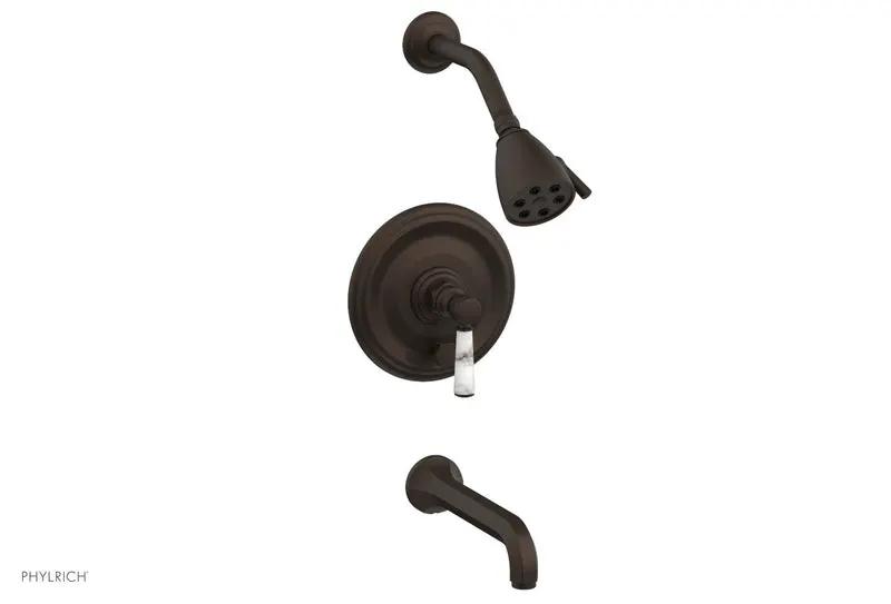 Phylrich HEX TRADITIONAL Pressure Balance Tub and Shower Set - White Marble Lever Handle by Phylrich