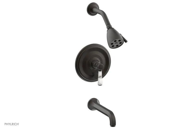 Phylrich HEX TRADITIONAL Pressure Balance Tub and Shower Set - White Marble Lever Handle by Phylrich