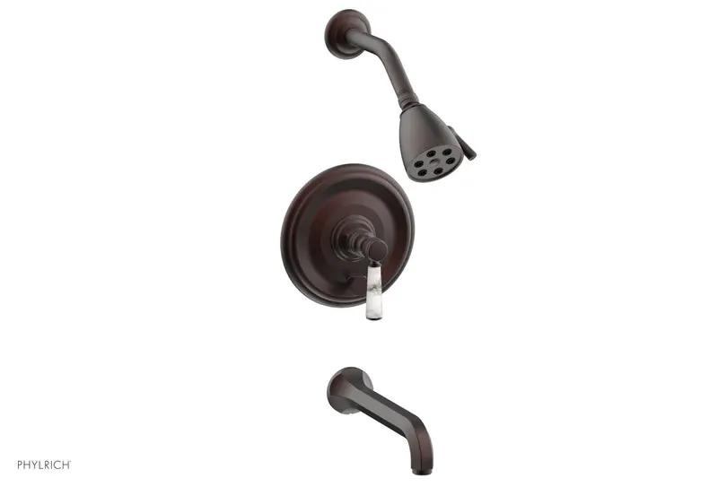 Phylrich HEX TRADITIONAL Pressure Balance Tub and Shower Set - White Marble Lever Handle by Phylrich