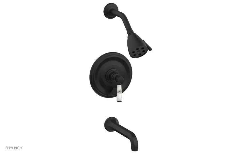 Phylrich HEX TRADITIONAL Pressure Balance Tub and Shower Set - White Marble Lever Handle by Phylrich