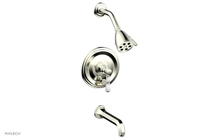 Phylrich HEX TRADITIONAL Pressure Balance Tub and Shower Set - White Marble Lever Handle by Phylrich