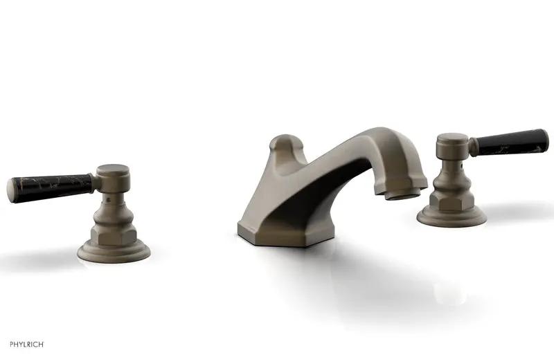 Phylrich HEX TRADITIONAL Deck Tub Set - Black Marble Lever Handles by Phylrich