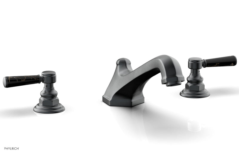 Phylrich HEX TRADITIONAL Deck Tub Set - Black Marble Lever Handles by Phylrich