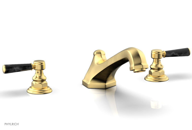 Phylrich HEX TRADITIONAL Deck Tub Set - Black Marble Lever Handles by Phylrich