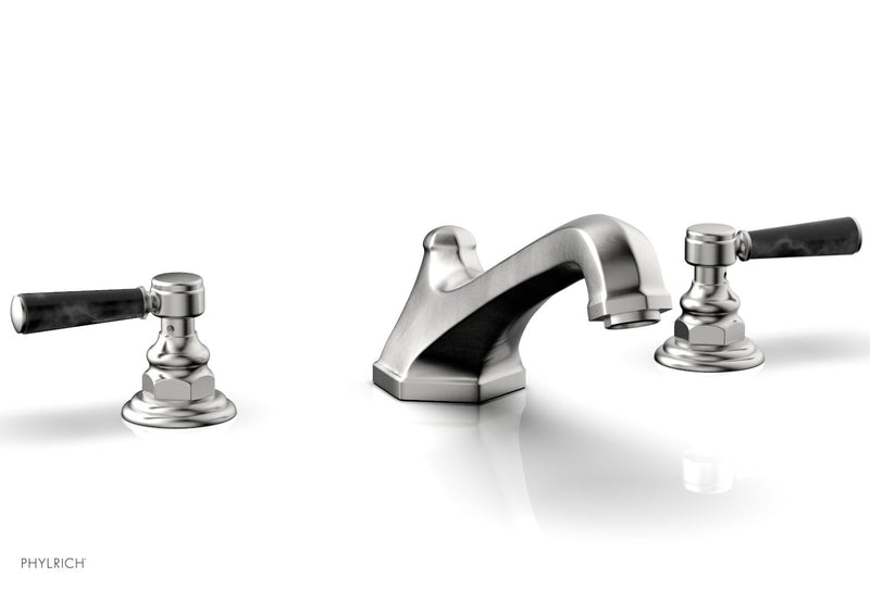Phylrich HEX TRADITIONAL Deck Tub Set - Black Marble Lever Handles by Phylrich
