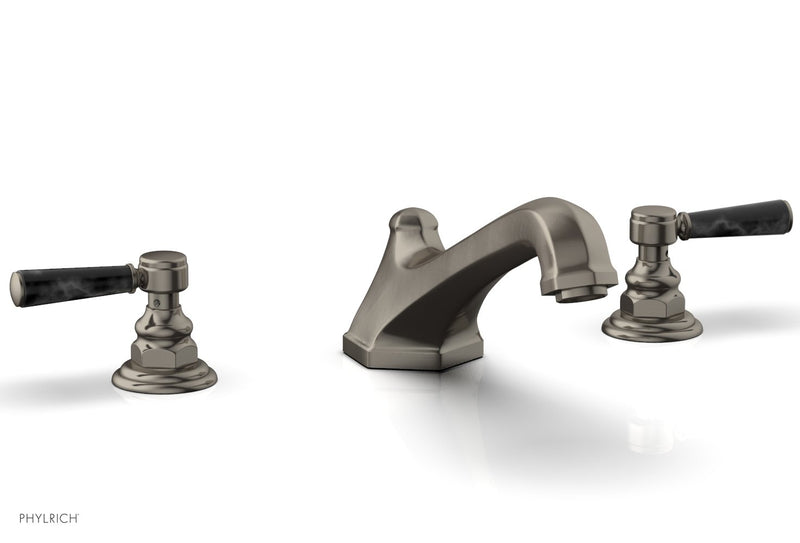 Phylrich HEX TRADITIONAL Deck Tub Set - Black Marble Lever Handles by Phylrich