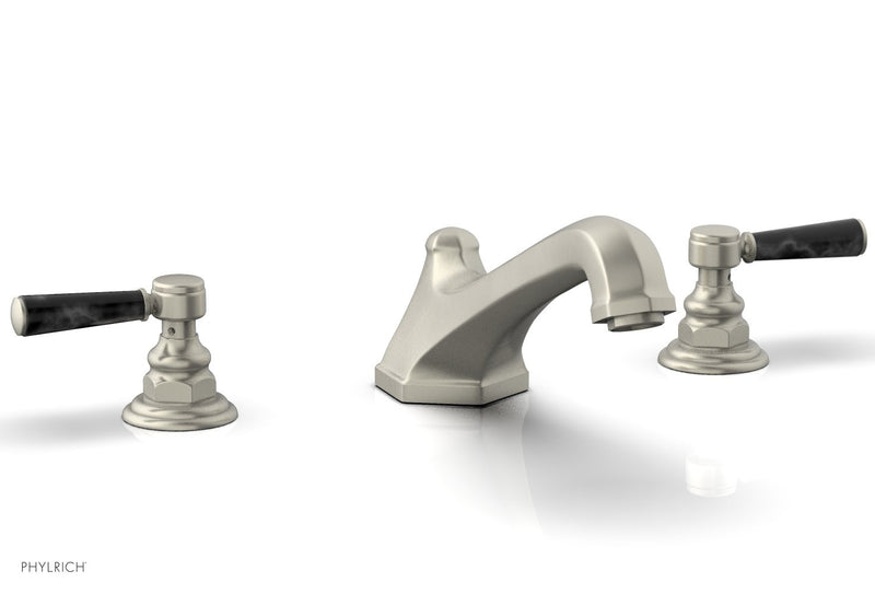 Phylrich HEX TRADITIONAL Deck Tub Set - Black Marble Lever Handles by Phylrich