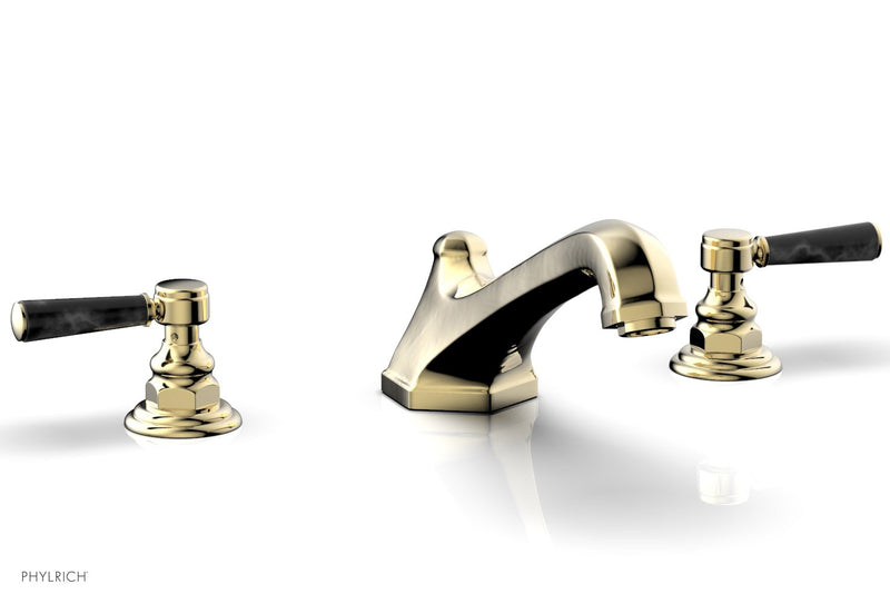 Phylrich HEX TRADITIONAL Deck Tub Set - Black Marble Lever Handles by Phylrich