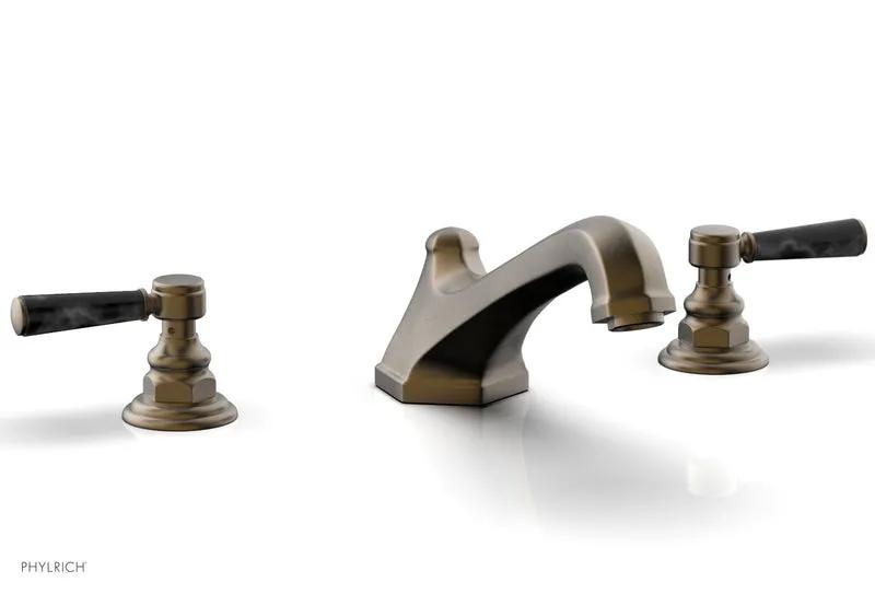 Phylrich HEX TRADITIONAL Deck Tub Set - Black Marble Lever Handles by Phylrich
