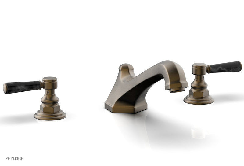Phylrich HEX TRADITIONAL Deck Tub Set - Black Marble Lever Handles