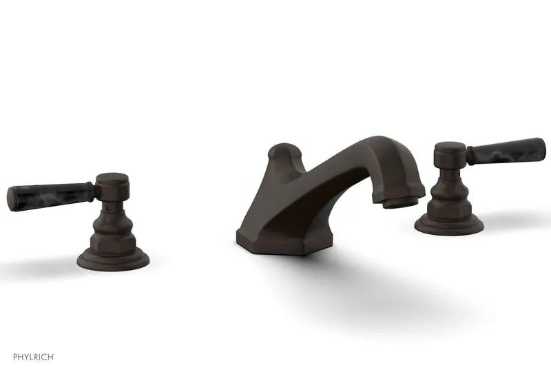 Phylrich HEX TRADITIONAL Deck Tub Set - Black Marble Lever Handles by Phylrich