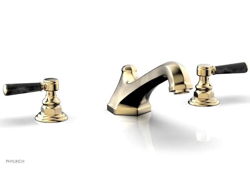 Phylrich HEX TRADITIONAL Deck Tub Set - Black Marble Lever Handles by Phylrich