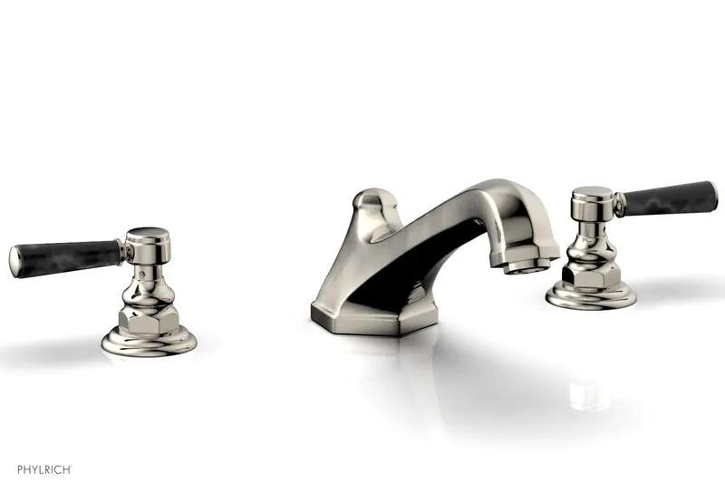 Phylrich HEX TRADITIONAL Deck Tub Set - Black Marble Lever Handles by Phylrich