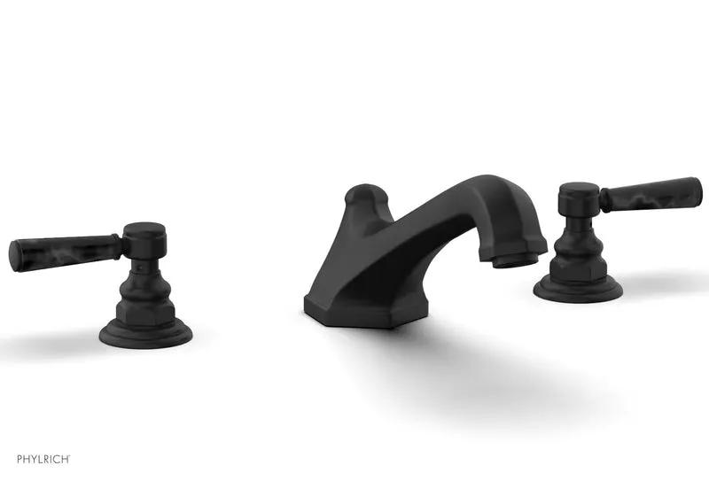 Phylrich HEX TRADITIONAL Deck Tub Set - Black Marble Lever Handles by Phylrich