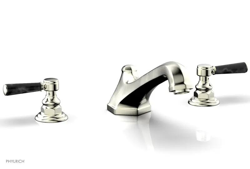 Phylrich HEX TRADITIONAL Deck Tub Set - Black Marble Lever Handles by Phylrich