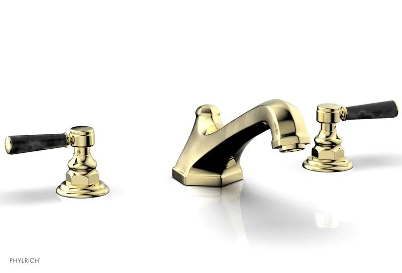 Phylrich HEX TRADITIONAL Deck Tub Set - Black Marble Lever Handles by Phylrich