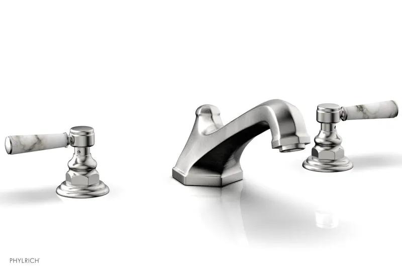 Phylrich HEX TRADITIONAL Deck Tub Set - White Marble Lever Handles by Phylrich