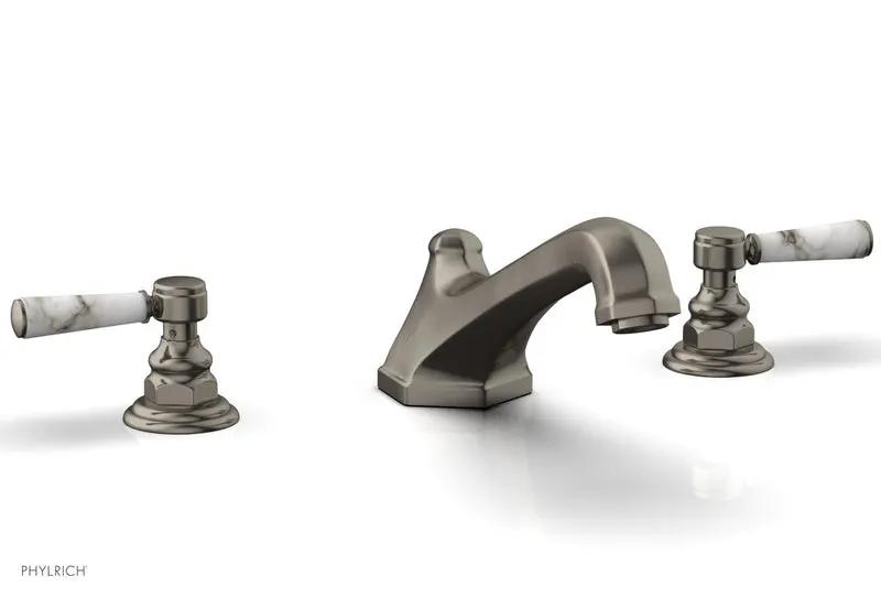 Phylrich HEX TRADITIONAL Deck Tub Set - White Marble Lever Handles by Phylrich