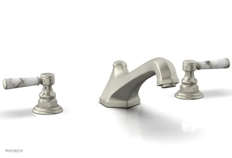 Phylrich HEX TRADITIONAL Deck Tub Set - White Marble Lever Handles by Phylrich