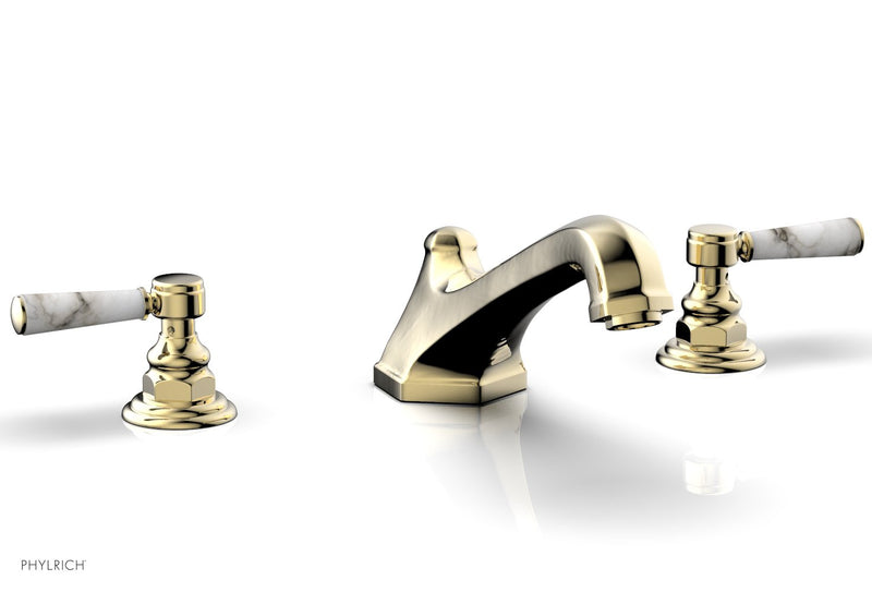 Phylrich HEX TRADITIONAL Deck Tub Set - White Marble Lever Handles by Phylrich