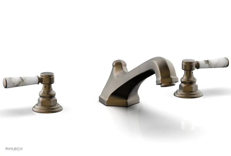 Phylrich HEX TRADITIONAL Deck Tub Set - White Marble Lever Handles by Phylrich