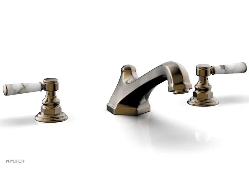 Phylrich HEX TRADITIONAL Deck Tub Set - White Marble Lever Handles by Phylrich