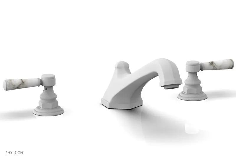 Phylrich HEX TRADITIONAL Deck Tub Set - White Marble Lever Handles by Phylrich