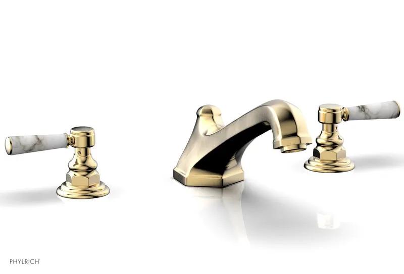 Phylrich HEX TRADITIONAL Deck Tub Set - White Marble Lever Handles by Phylrich