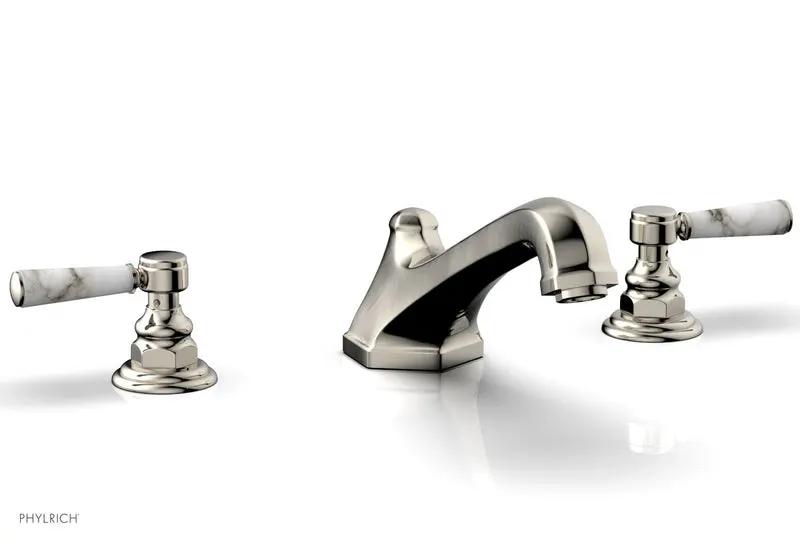 Phylrich HEX TRADITIONAL Deck Tub Set - White Marble Lever Handles by Phylrich