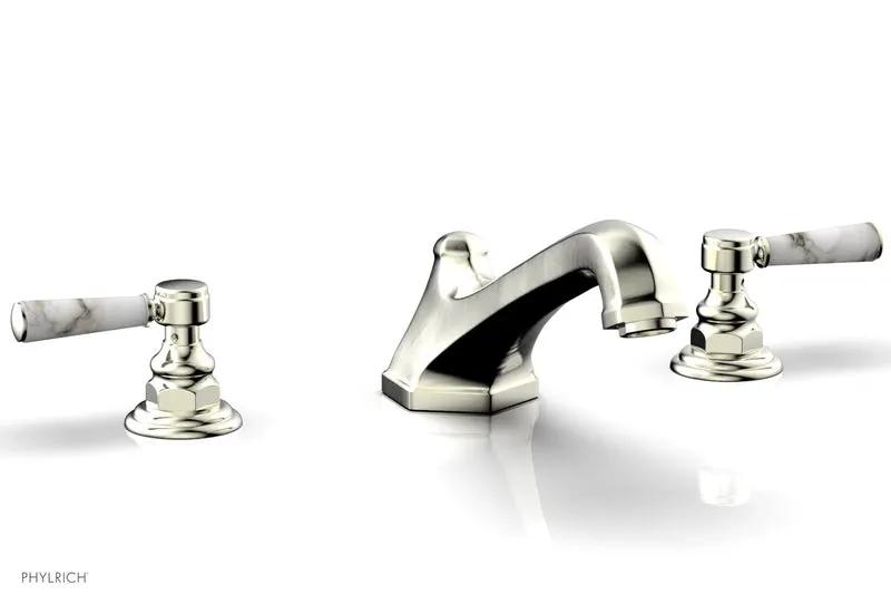 Phylrich HEX TRADITIONAL Deck Tub Set - White Marble Lever Handles by Phylrich