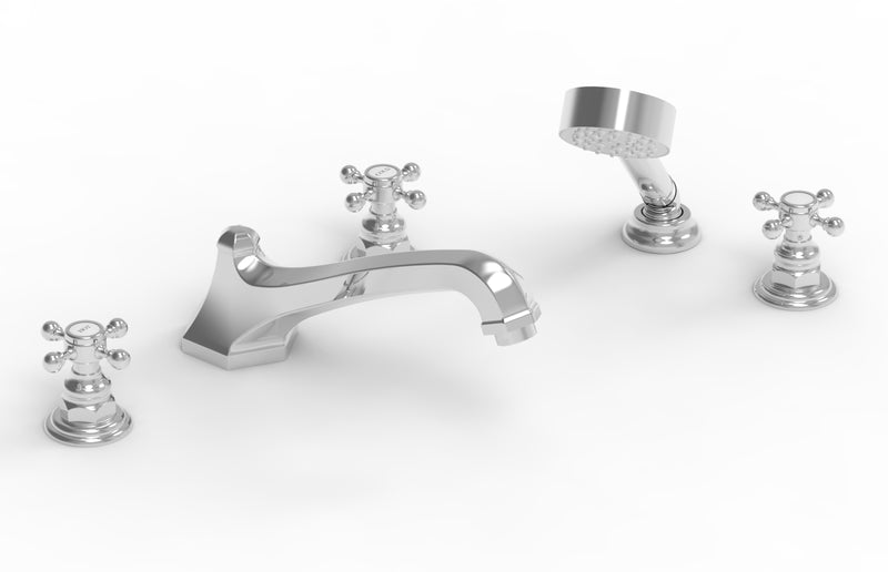 polished chrome deck tub set