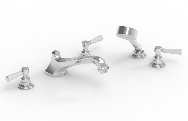 polished chrome deck tub set